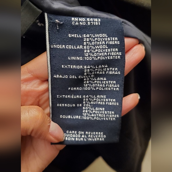 Wool Blend Tommy Hilfiger Double Breasted Peacoat, Women's Small, Olive Green - Picture 7 of 7